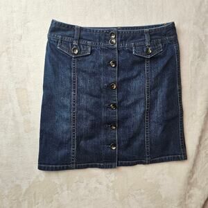 Ann Taylor Denim Skirt Petite Women’s 2P Button-Front Skirt Western